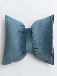 1pc Solid Color Decorative Pillow, Creative Polyester Bow Design Throw Pillow For Home - Blue - View 3