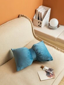 1pc Solid Color Decorative Pillow, Creative Polyester Bow Design Throw Pillow For Home - Blue - View 4
