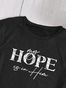 SHEIN Essnce Áo thun nữ Slogan Giải trí - màu đen - Xem 4