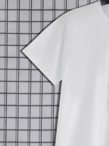 Manfinity Homme 男士字母圖案T恤和短褲 - 黑與白 - 查看 5