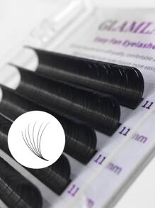 Glamlash 12 hàng 10 mm Khối lượng hỗn hợp Easy Fan Eyelash Extension Fast Bloom Flower Pre-Bonded Lashes - màu đen - Xem 6