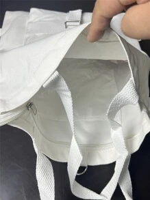 男士字母圖案托特包沙灘包購物袋可重複使用包行李袋適合旅行和工作 - 白色 - 查看 6