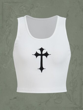 Goth Canotta incrociato stampa