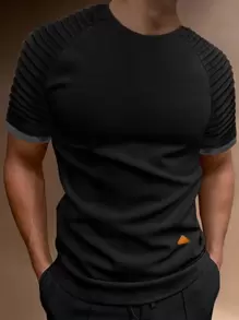 Manfinity Men Raglan Sleeve Patched Detail Tee - Black - View 1