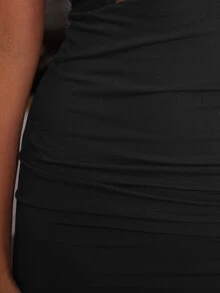 D&M Drawstring Side Criss Cross Halter Bodycon Dress - Black - View 4