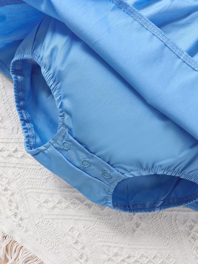 Baby Girl Contrast Lace Combo Bodysuit Dress - Blue - View 6