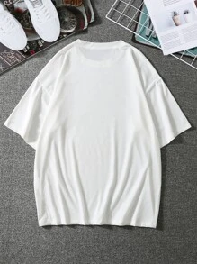 Manfinity EMRG Camiseta con estampado de slogan y figura - Blanco - Ver 2