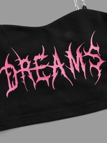 ROMWE PUNK Trägertop mit Buchstaben Grafik, Schule