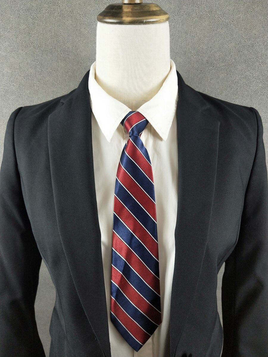 1pc Women Striped Pattern Business Tie, For Daily Life - Red - View 1