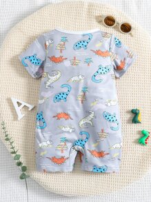 Baby Boy Cartoon Graphic Tee Romper - Grey - View 2