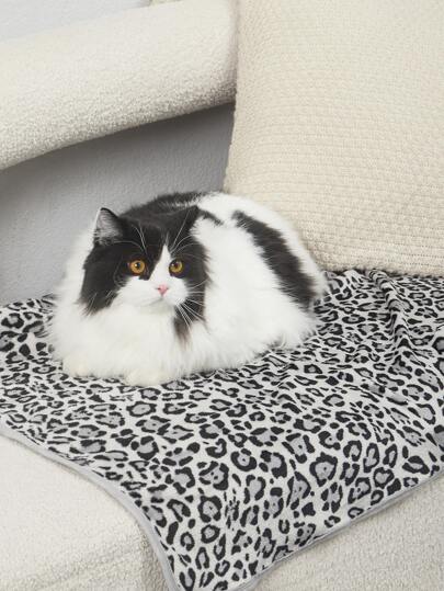 PETSIN 1pc Leopard Print Pet Blanket Puppy Keep Dog Bed Cat Bed Easy To Clean