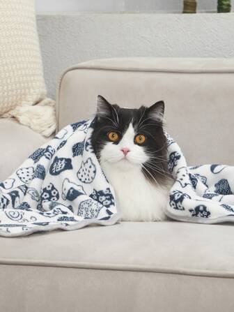 PETSIN 1pc Cartoon Jacquard Pet Blanket Puppy Keep Dog Bed Cat Bed Easy To Clean