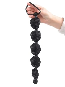 中等合成髮辮 - 黑色 - 查看 5