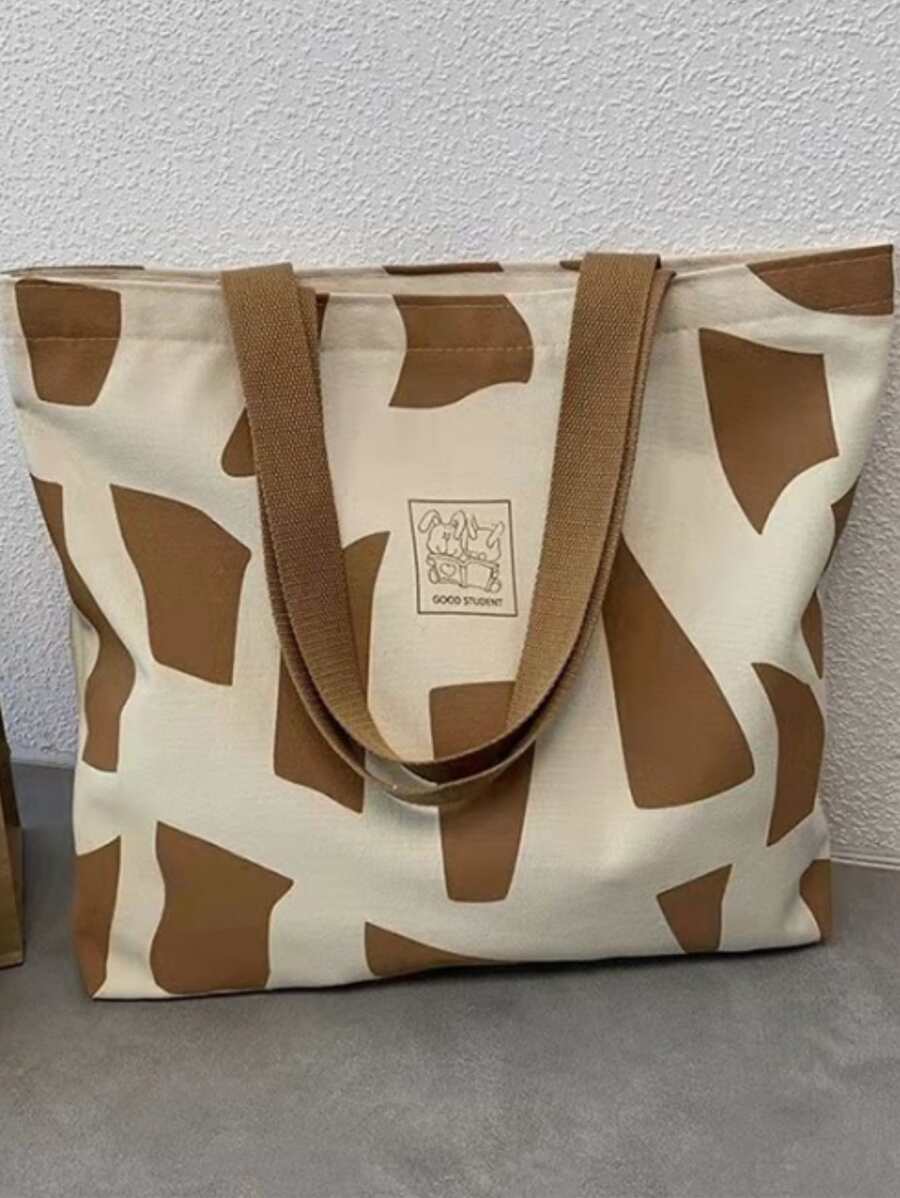 Petit sac de shopping Sac d'école à motif géométrique avec lettres graphiques pour diplômés, adolescentes, étudiants de première année, étudiants en deuxième année, juniors et seniors au collège, à l'université et au lycée, parfait pour l'extérieur, les voyages et la rentrée scolaireSac d'école, retour à l'école, grande capacité, portable, Pliable, classique décontracté, adapté aux adolescentes, femmes, étudiantes, parfait pour la rentrée scolaire, l'université, l'école primaire, le collège, le lycée, le shopping, les vacances.