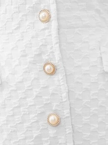 SHEIN 女小童白色優雅復古洋裝帶彼得潘領,泡泡袖適合夏天 - 白色 - 查看 3