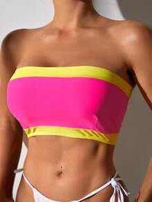 Áo Tops Bikini Nữ Ren lên Khối Màu - Hồng - Xem 4