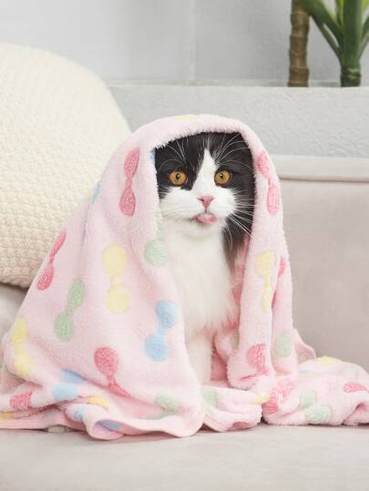 PETSIN 1pc Bow Jacquard Pet Blanket Puppy Keep Dog Bed Cat Bed Easy To Clean