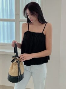 DAZY Top de tirantes unicolor - Negro - Ver 1