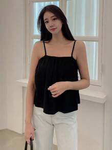 DAZY Top de tirantes unicolor - Negro - Ver 4
