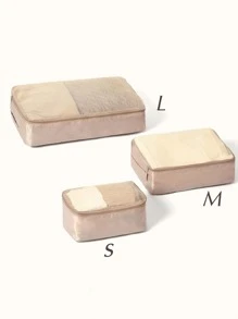 SHEIN 1 Miếng Du lịch Hộp đựng Cái túi 3 Kích thước Đối với Quần áo/Đồ lót/Tất ( Không Bộ ) - Lạc đà - Xem 6