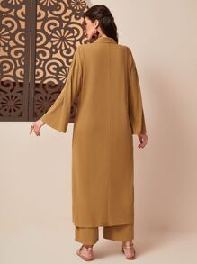 Mulvari Bộ đồ hai mảnh nữ Chia màu trơn Giải trí - Màu Khaki - Xem 2