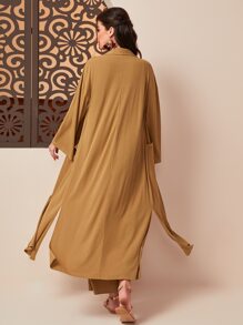 Mulvari Bộ đồ hai mảnh nữ Chia màu trơn Giải trí - Màu Khaki - Xem 5