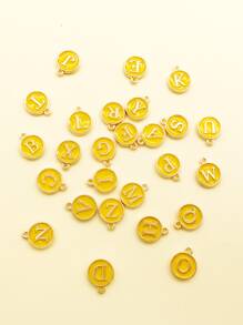 10入組/套字母細節圓形DIY吊墜 - 黃色 - 查看 2