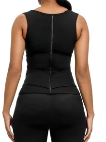 Sports Outdoor Women'S Double Belted Body Shaper Zipper Push Up Waist Cincher Shapewear Waist Trainer Corset - Black - View 2