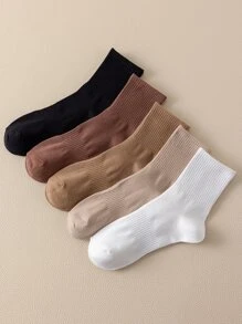 5 雙純色中筒襪 - 彩色 - 查看 1