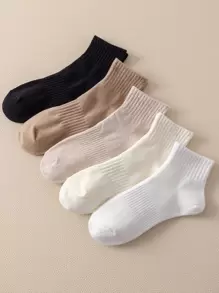 5雙女士素色休閒短襪 - 彩色 - 查看 1