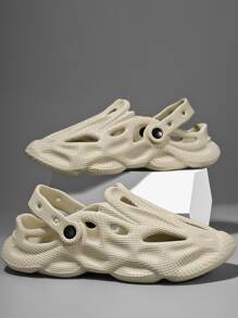 Vented Clogs Men Slingback Hollow Out Clogs - Khaki - View 4