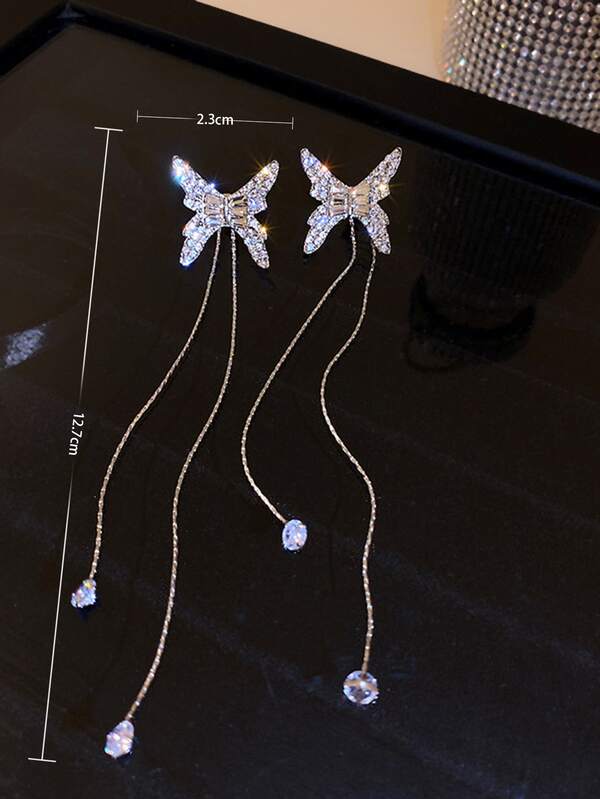 Rhinestone Butterfly Decor Earrings SHEIN USA