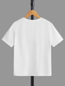 SHEIN Boys Cartoon & Slogan Graphic Tee & Shorts - Black and White - View 6