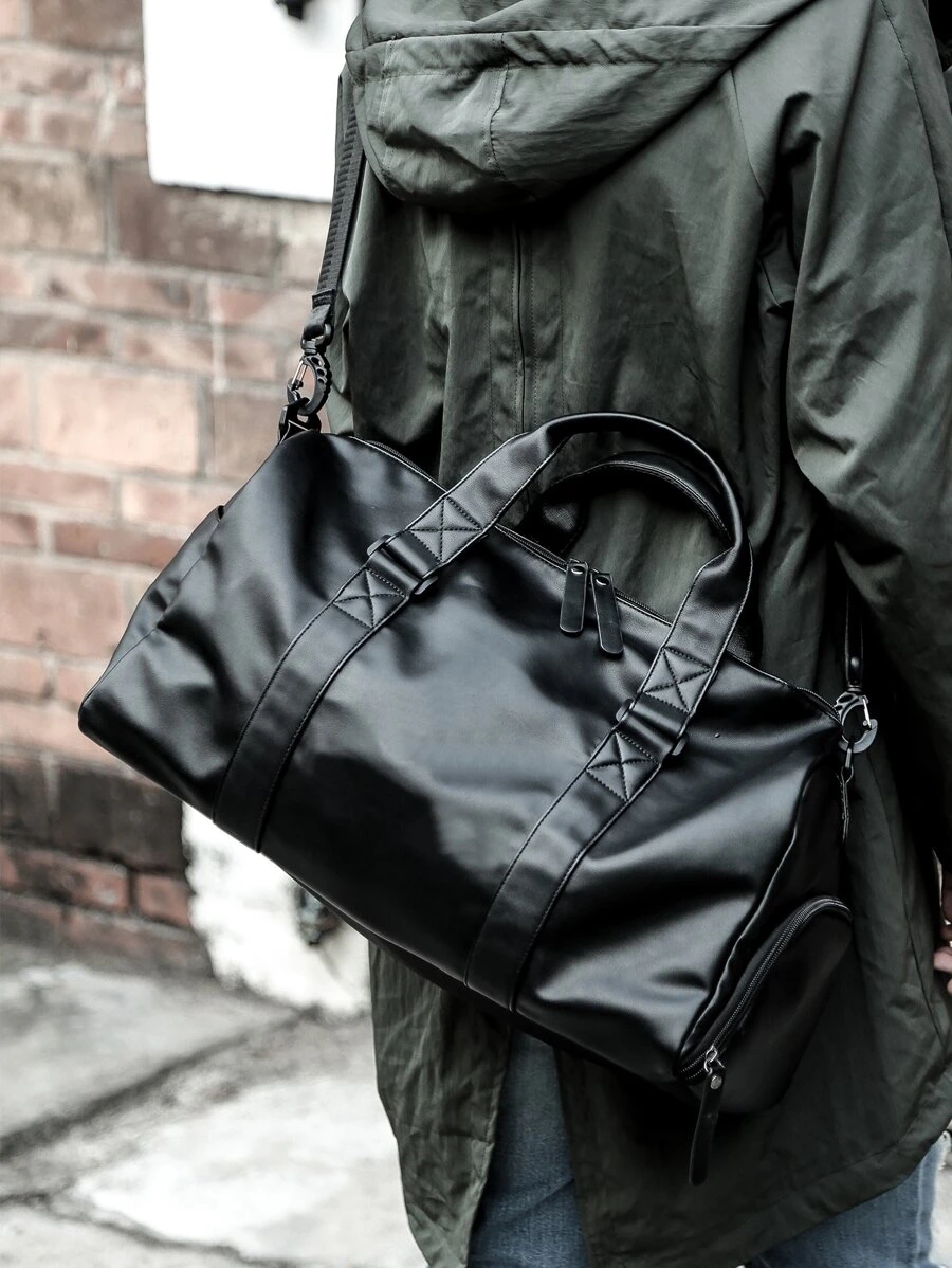 極簡雙把手旅行包 - 黑色 - 查看 1