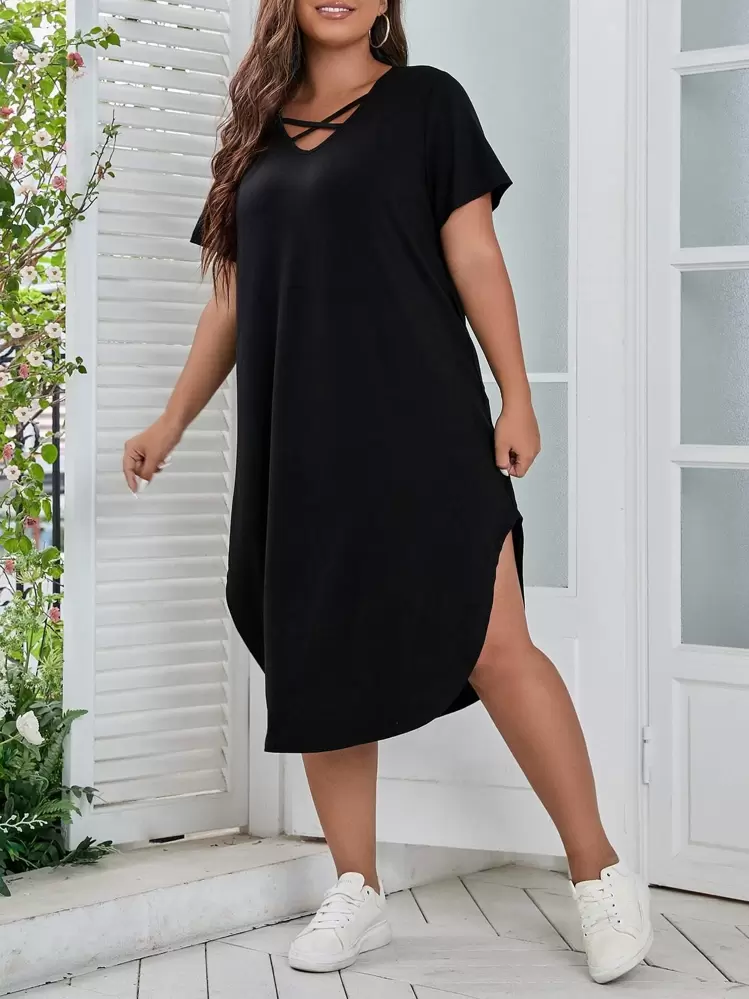 plus size black t shirt dress Madeline Dress main image 0