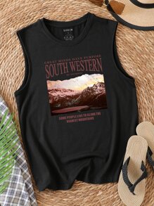 INAWLY Mountain And Slogan Graphic Tank Top GREAT MINDS HAVE PURPOSE SOUTH WESTERN BE YOURSELF SOME PEOPLE LIVE TO CLIMB THE HIGHEST MOUNTAINS