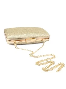 Quyến rũ, thanh lịch, tinh tế, yên tĩnh sang trọng Sequin, sành điệu, sang trọng, sáng bóng Túi buổi tối chuỗi lấp lánh nhỏ, Ví cô dâu hoàn hảo cho đám cưới, sự kiện vũ hội & tiệc tùng cho cô gái tiệc tùng, phụ nữ - Vàng - Xem 3
