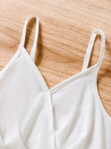 SHEIN Teenage Girls Spaghetti Strap Pleated Ruffle Skirt Dress, Resort Style - White - View 3