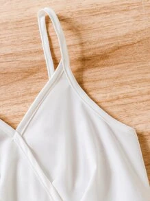 SHEIN Teenage Girls Spaghetti Strap Pleated Ruffle Skirt Dress, Resort Style - White - View 6