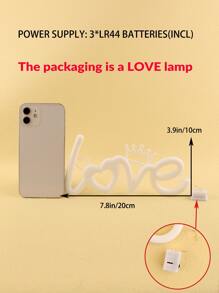 1pc Decorative Light With 3pcs LR44 Button Cell, I Love You Shaped Light For Living Room & Wedding Party Decoration - White - View 7