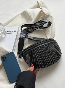 Riñonera pequeño tachuela & con diseño de fleco - Negro - Ver 5