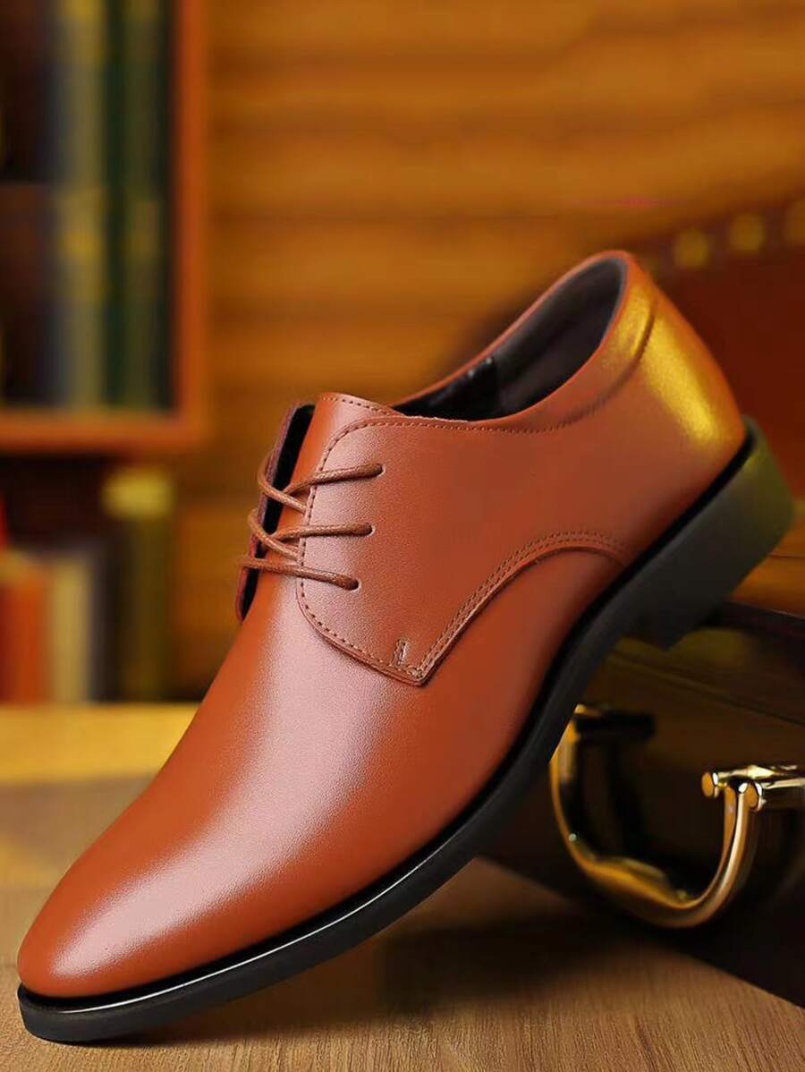 Giày Oxford buộc dây phía trước tối giản cho nam, Giày công sở công sở - màu nâu - Xem 1