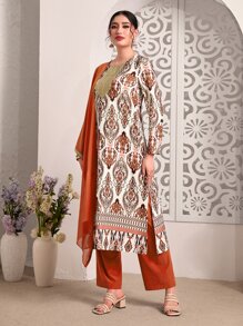 Divindia con estampado de dibujo Kurtas Pantalones con top & - Multicolor - Ver 3