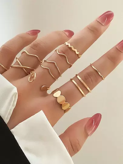 10pcs/set Solid Minimalist Ring