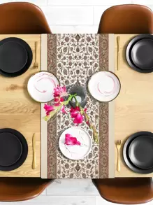 1pc Vintage Flower Pattern Table Runner, Modern Polyester Kitchen Table Runner For Kitchen Dining Table - Multicolor - View 5