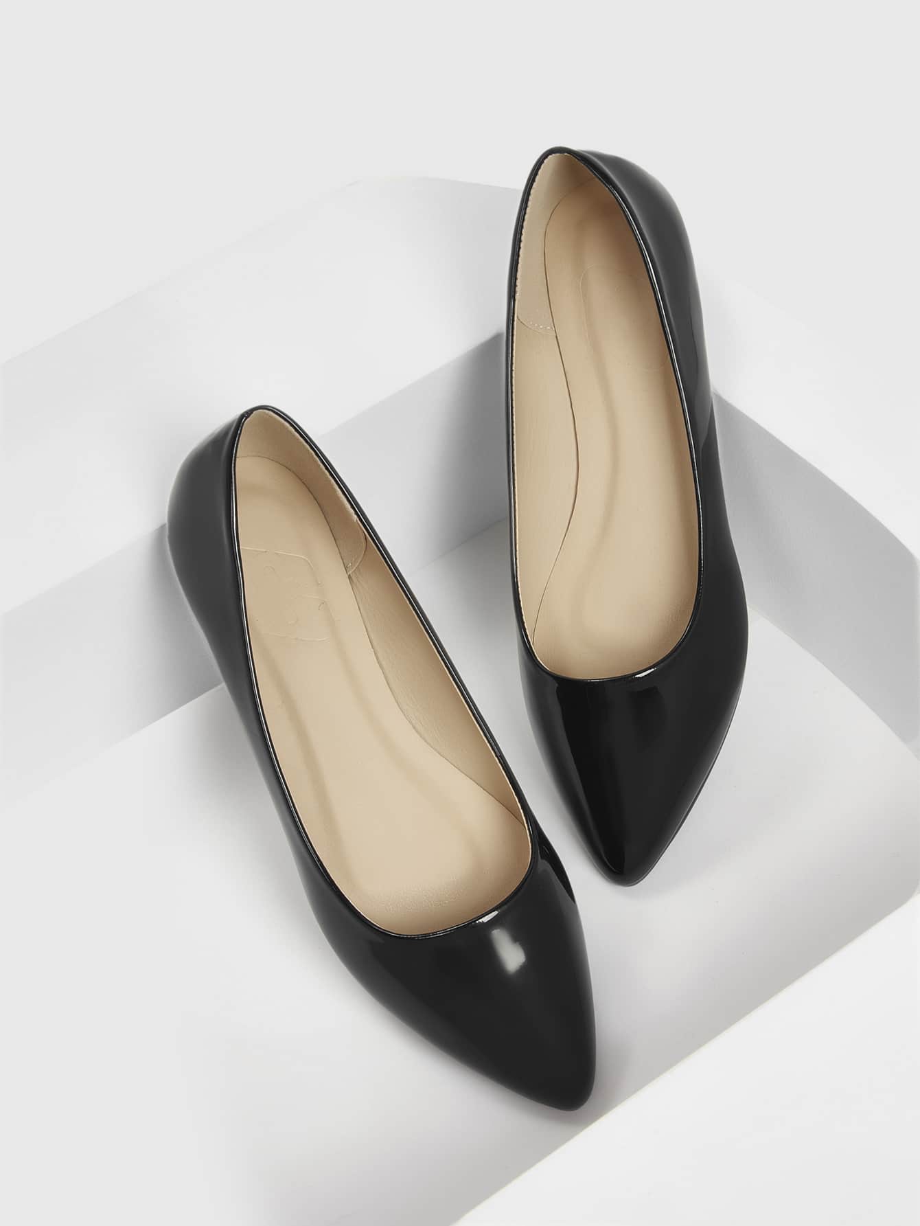 CUCCOO BIZCHIC Women Shoes Fashion Minimalist Point Toe Flat Elegant Black Artificial Leather Ballets For Summer Vacation Shoes Summer Back To School Shoes College Student Shoes Elegant Basics Business Casual Business Chic Spring Shoes Spring Break Easter