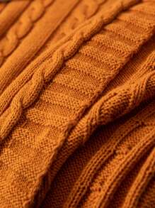 1 Đồng Màu Cam Ném Chăn Tối Giản Vải Dệt Kim Viền Viền Ném Chăn Cho Ghế Dài Và Giường - Màu Cam cháy - Xem 4