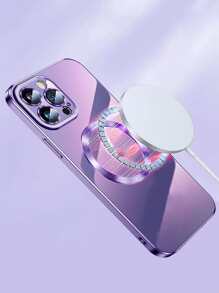 渐变闪光优雅电镀磁性无线充电保护壳兼容 MagSafe 充电器，兼容 iPhone 15、iPhone 15 Pro、iPhone 15 Pro Max、iPhone 16、iPhone 16 Pro、iPhone 16 Pro Max - 紫羅蘭色 - 查看 2
