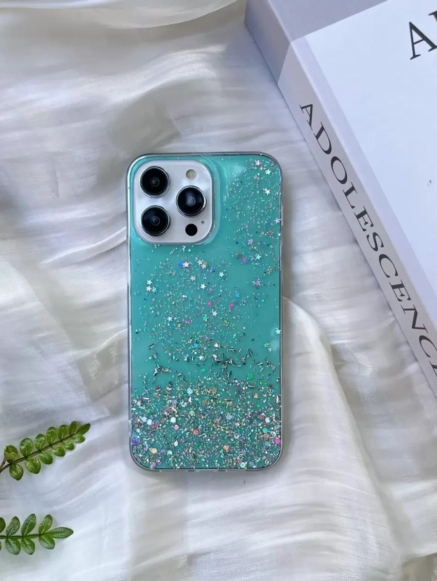 1入組亮片裝飾TPE手機殼 - 薄荷綠 - 查看 1