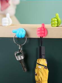 5pcs/set PVC Thumb Shaped Wall Hook, Creative Hook For Home - White - View 1